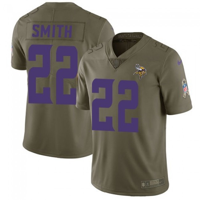Minnesota Vikings #22 Harrison Smith Olive Youth Stitched NFL Limited 2017 Salute to Service Jersey