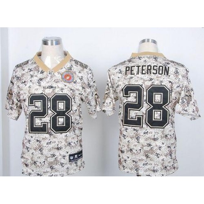 Nike Vikings #28 Adrian Peterson Camo USMC Men's Stitched NFL Elite Jersey