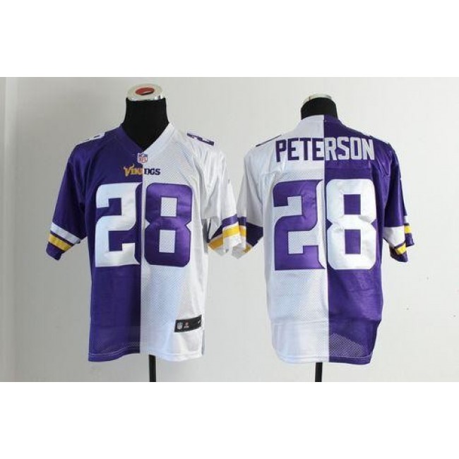 Nike Vikings #28 Adrian Peterson Purple/White Men's Stitched NFL Elite Split Jersey