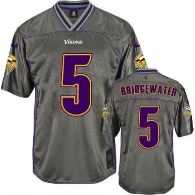 Minnesota Vikings #5 Teddy Bridgewater Grey Youth Stitched NFL Elite Vapor Jersey