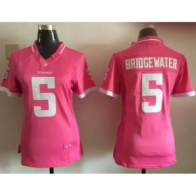 Women's Vikings #5 Teddy Bridgewater Pink Stitched NFL Elite Bubble Gum Jersey