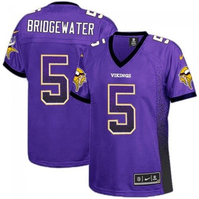 Women's Vikings #5 Teddy Bridgewater Purple Team Color Stitched NFL Elite Drift Jersey