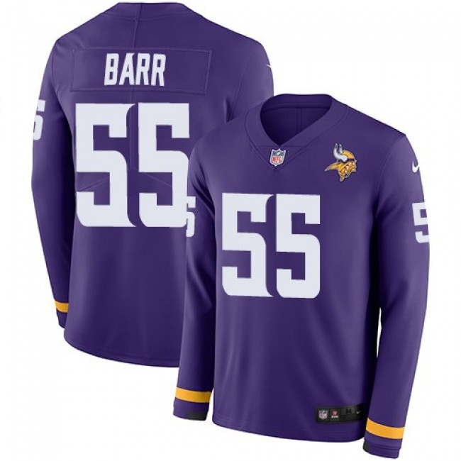 Nike Vikings #55 Anthony Barr Purple Team Color Men's Stitched NFL Limited Therma Long Sleeve Jersey