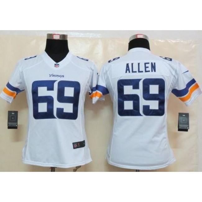 Women's Vikings #69 Jared Allen White Stitched NFL Limited Jersey
