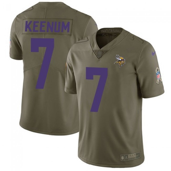 Minnesota Vikings #7 Case Keenum Olive Youth Stitched NFL Limited 2017 Salute to Service Jersey