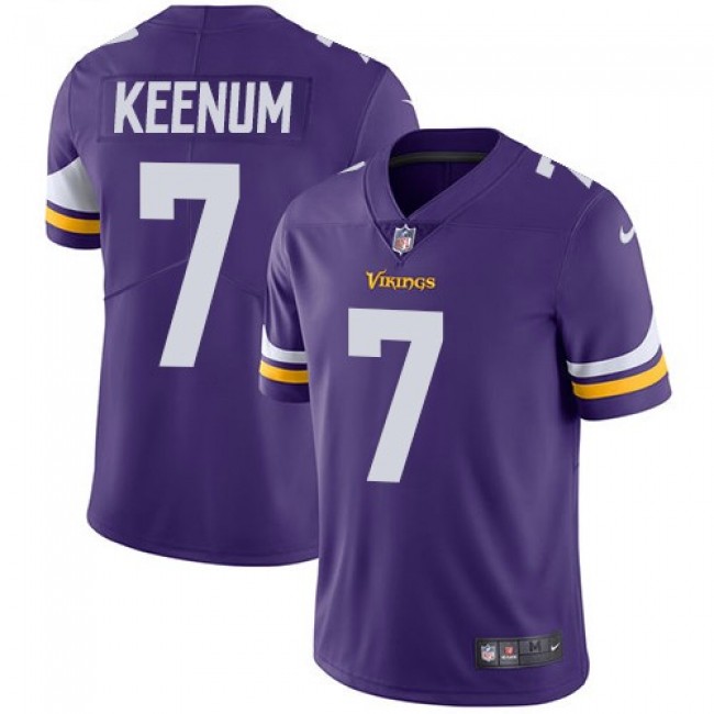 Minnesota Vikings #7 Case Keenum Purple Team Color Youth Stitched NFL Vapor Untouchable Limited Jersey