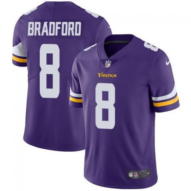 Minnesota Vikings #8 Sam Bradford Purple Team Color Youth Stitched NFL Vapor Untouchable Limited Jersey