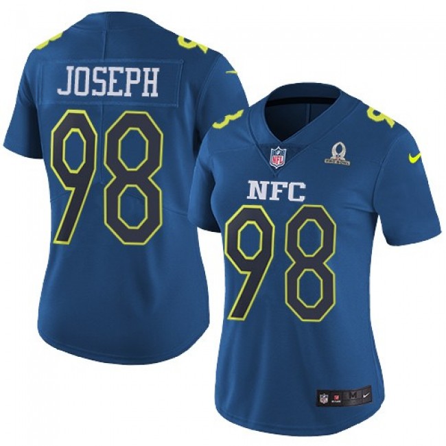 Women's Vikings #98 Linval Joseph Navy Stitched NFL Limited NFC 2017 Pro Bowl Jersey