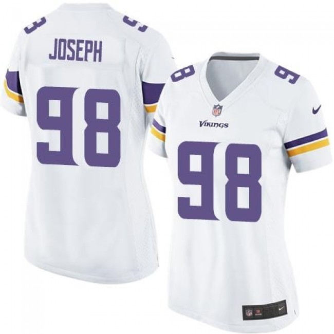 Women's Vikings #98 Linval Joseph White Stitched NFL Elite Jersey