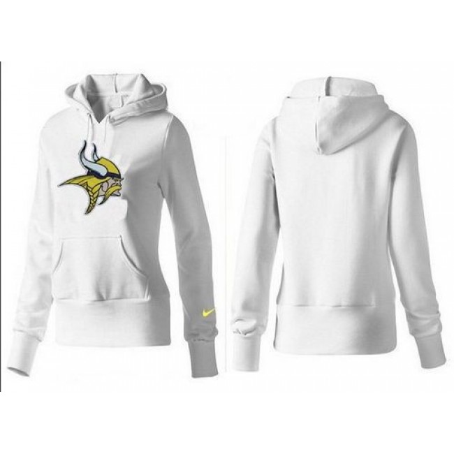 Women's Minnesota Vikings Logo Pullover Hoodie White Jersey