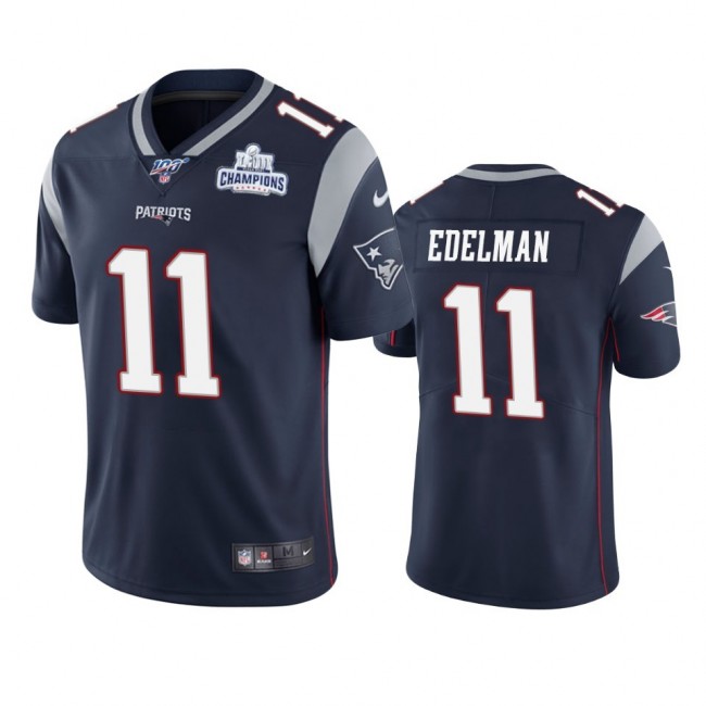 New England Patriots #11 Julian Edelman Navy Super Bowl LIII Champions Vapor Limited NFL Jersey