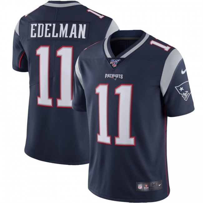 New England Patriots #11 Julian Edelman Nike 100th Season Vapor Limited Jersey Navy