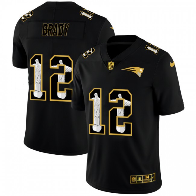 New England Patriots #12 Tom Brady Nike Carbon Black Vapor Cristo Redentor Limited NFL Jersey