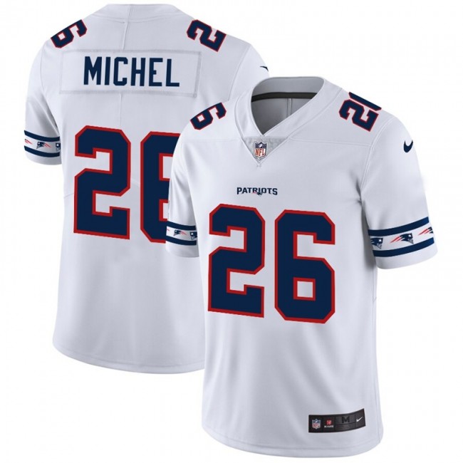 New England Patriots #26 Sony Michel Nike White Team Logo Vapor Limited NFL Jersey