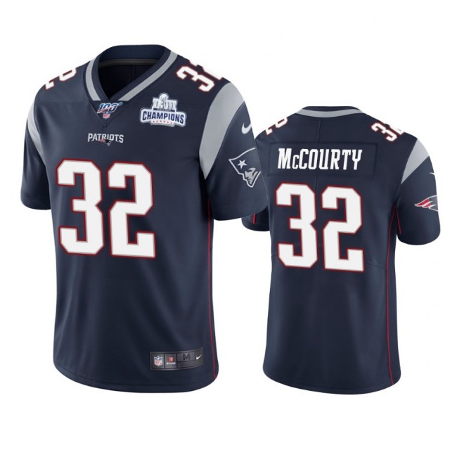 New England Patriots #32 Devin Mccourty Navy Super Bowl LIII Champions Vapor Limited NFL Jersey