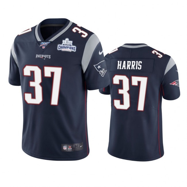 New England Patriots #37 Damien Harris Navy Super Bowl LIII Champions Vapor Limited NFL Jersey