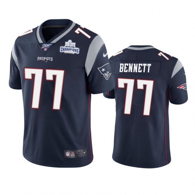 New England Patriots #77 Michael Bennett Navy Super Bowl LIII Champions Vapor Limited NFL Jersey