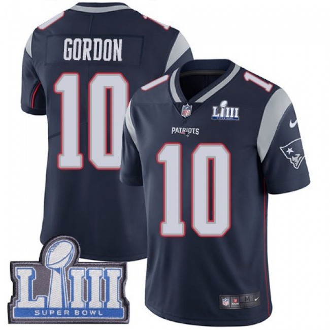 Nike Patriots #10 Josh Gordon Navy Blue Team Color Super Bowl LIII Bound Men's Stitched NFL Vapor Untouchable Limited Jersey