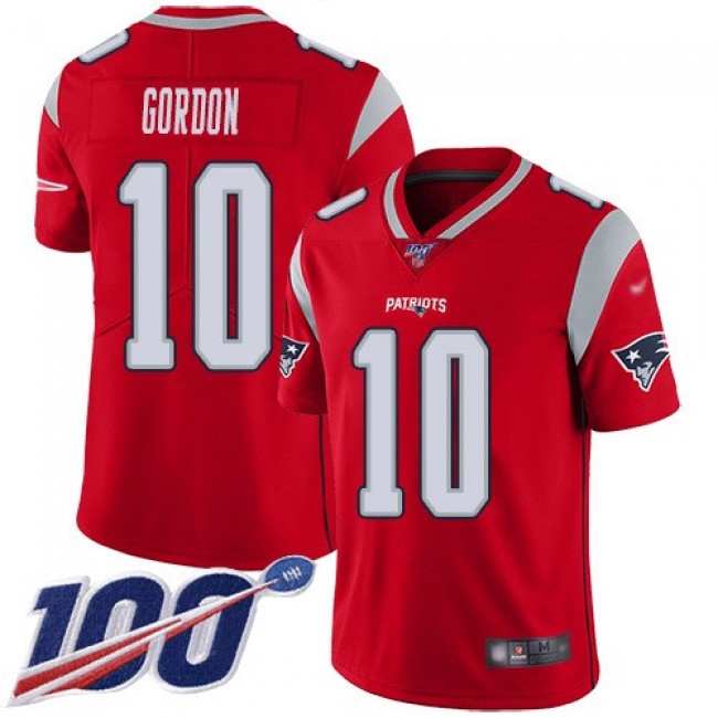 Nike Patriots #10 Josh Gordon Red Men's Stitched NFL Limited Inverted Legend 100th Season Jersey