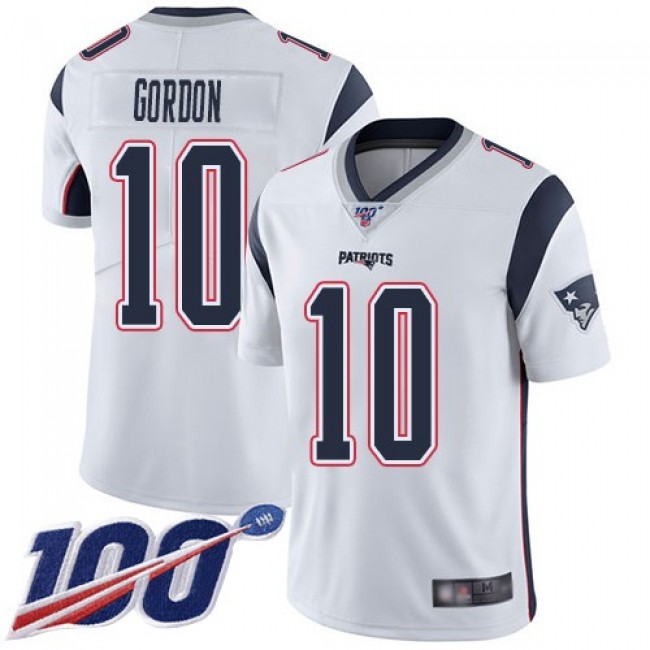 Nike Patriots #10 Josh Gordon White Men's Stitched NFL 100th Season Vapor Limited Jersey