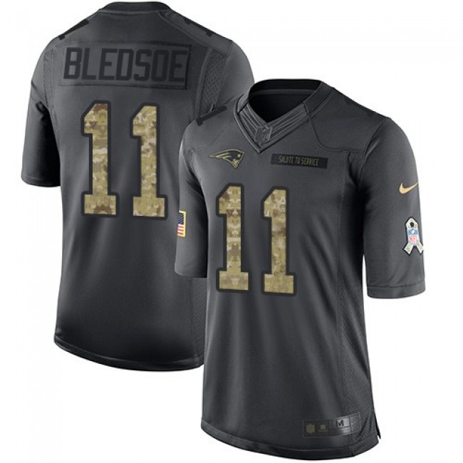 Nike Patriots #11 Drew Bledsoe Black Men's Stitched NFL Limited 2016 Salute To Service Jersey