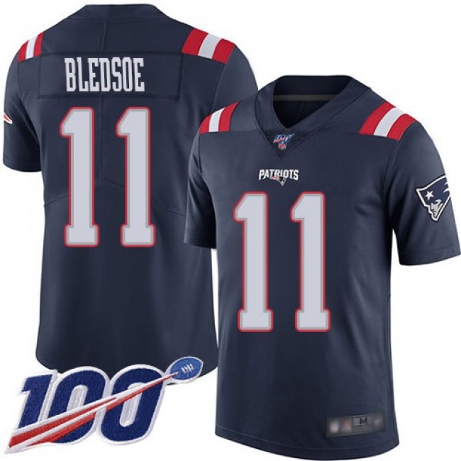 Nike Patriots #11 Drew Bledsoe Navy Blue Men's Stitched NFL Limited Rush 100th Season Jersey