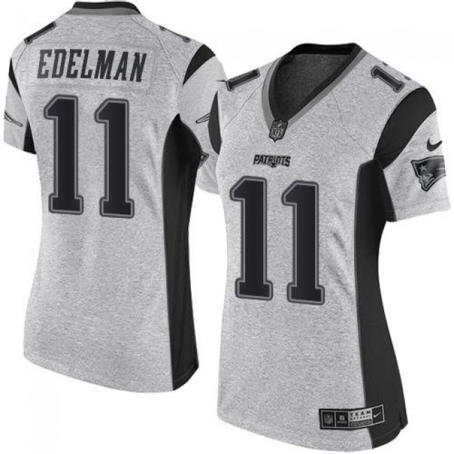 Women's Patriots #11 Julian Edelman Gray Stitched NFL Limited Gridiron Gray II Jersey