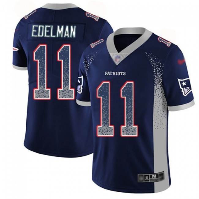 Nike Patriots #11 Julian Edelman Navy Blue Team Color Men's Stitched NFL Limited Rush Drift Fashion Jersey