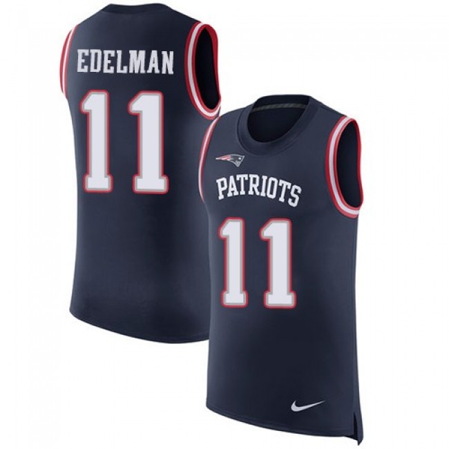 Nike Patriots #11 Julian Edelman Navy Blue Team Color Men's Stitched NFL Limited Rush Tank Top Jersey