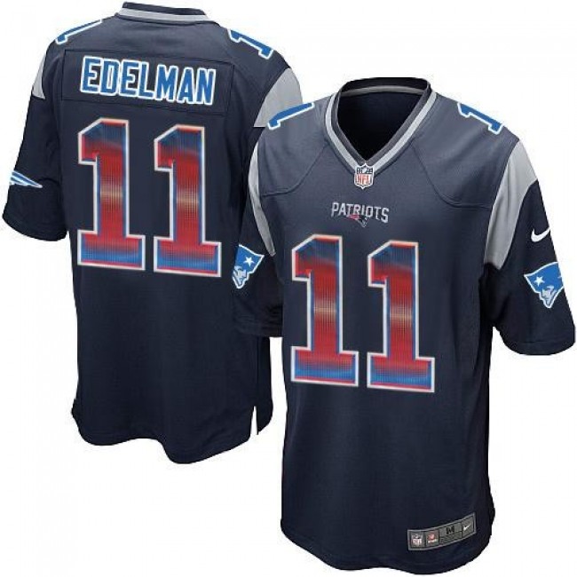 Nike Patriots #11 Julian Edelman Navy Blue Team Color Men's Stitched NFL Limited Strobe Jersey