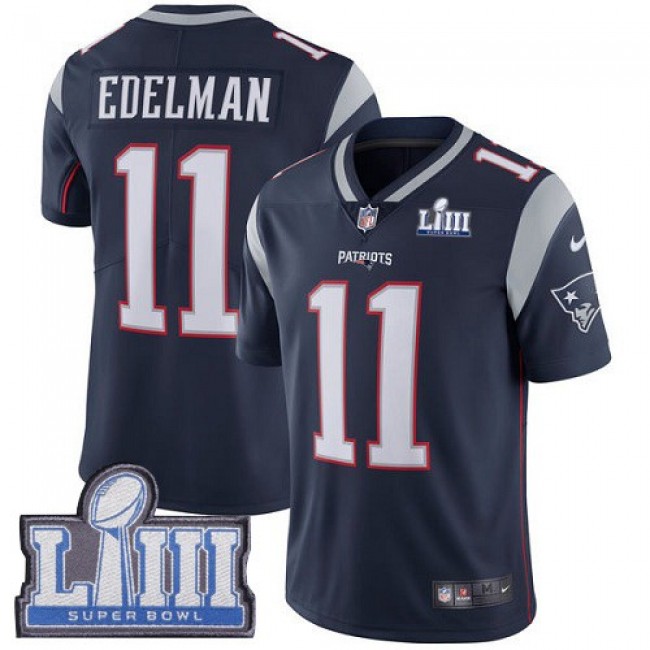 Nike Patriots #11 Julian Edelman Navy Blue Team Color Super Bowl LIII Bound Men's Stitched NFL Vapor Untouchable Limited Jersey