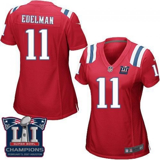 Women's Patriots #11 Julian Edelman Red Alternate Super Bowl LI Champions Stitched NFL Elite Jersey