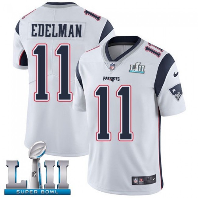 New England Patriots #11 Julian Edelman White Super Bowl LII Youth Stitched NFL Vapor Untouchable Limited Jersey