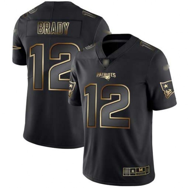 Nike Patriots #12 Tom Brady Black/Gold Men's Stitched NFL Vapor Untouchable Limited Jersey