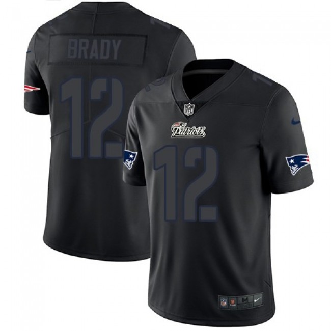 Nike Patriots #12 Tom Brady Black Men's Stitched NFL Limited Rush Impact Jersey
