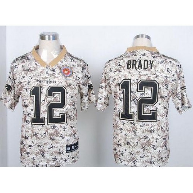 Nike Patriots #12 Tom Brady Camo USMC Men's Stitched NFL Elite Jersey