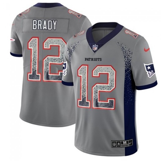 Nike Patriots #12 Tom Brady Grey Men's Stitched NFL Limited Rush Drift Fashion Jersey