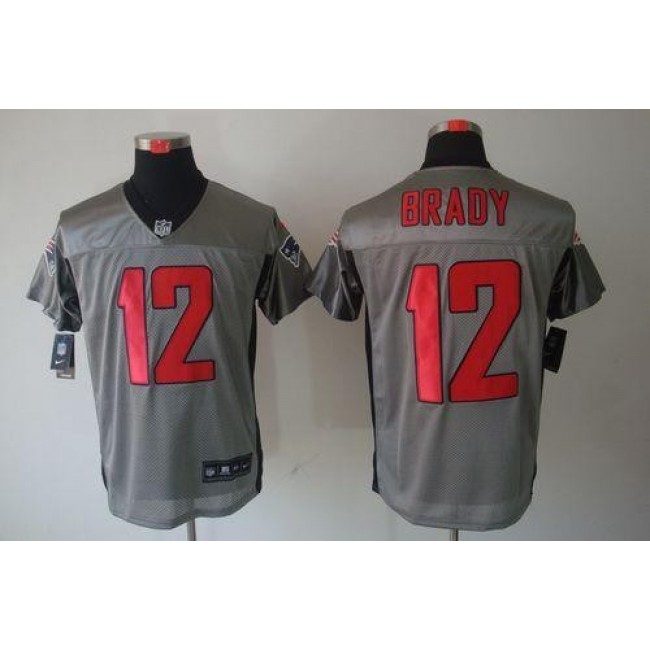 Nike Patriots #12 Tom Brady Grey Shadow Men's Stitched NFL Elite Jersey