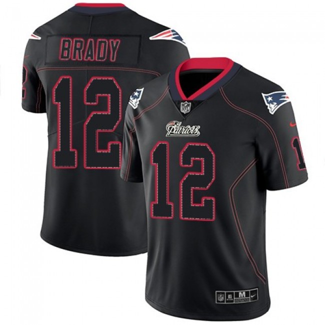 Nike Patriots #12 Tom Brady Lights Out Black Men's Stitched NFL Limited Rush Jersey