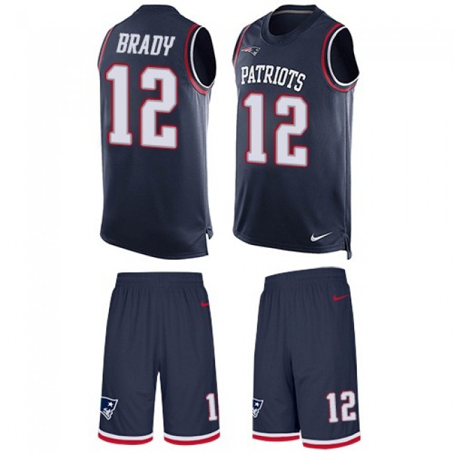 Nike Patriots #12 Tom Brady Navy Blue Team Color Men's Stitched NFL Limited Tank Top Suit Jersey