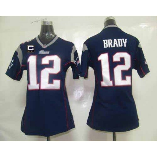 Women's Patriots #12 Tom Brady Navy Blue Team Color With C Patch Stitched NFL Elite Jersey