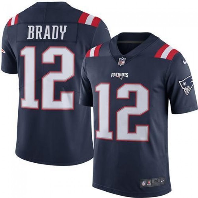 New England Patriots #12 Tom Brady Navy Blue Youth Stitched NFL Limited Rush Jersey