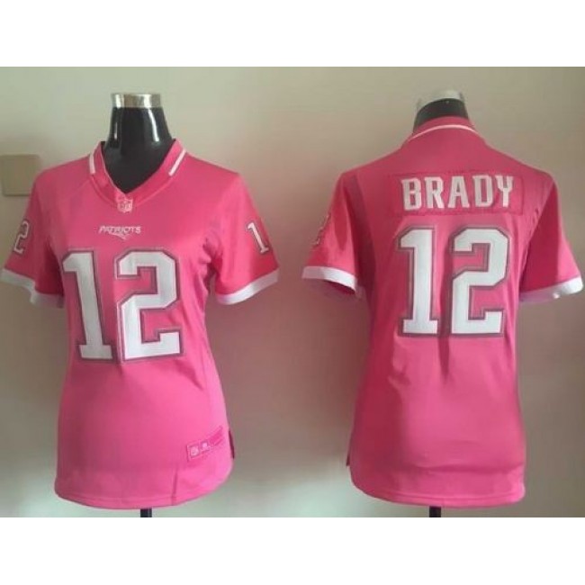 Women's Patriots #12 Tom Brady Pink Stitched NFL Elite Bubble Gum Jersey