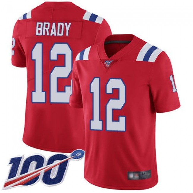 Nike Patriots #12 Tom Brady Red Alternate Men's Stitched NFL 100th Season Vapor Limited Jersey