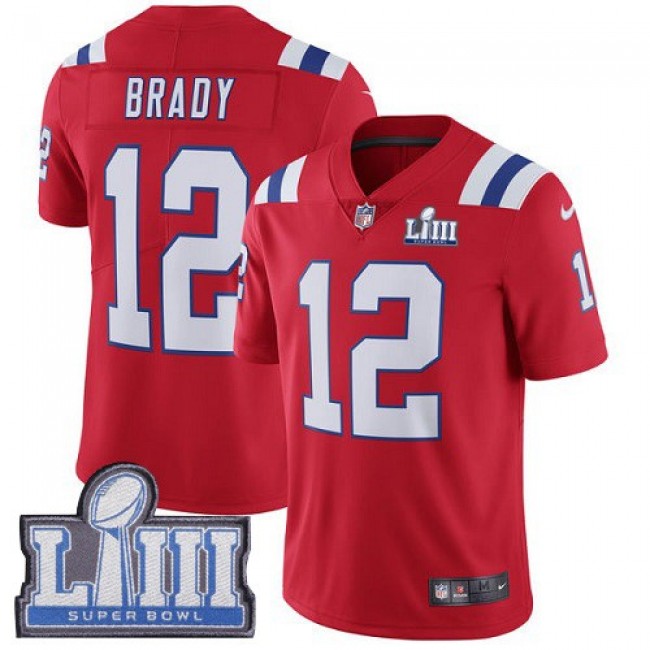 Nike Patriots #12 Tom Brady Red Alternate Super Bowl LIII Bound Men's Stitched NFL Vapor Untouchable Limited Jersey