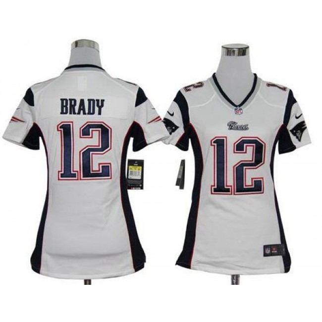 Women's Patriots #12 Tom Brady White Stitched NFL Elite Jersey