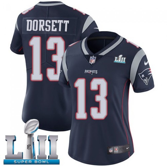 Women's Patriots #13 Phillip Dorsett Navy Blue Team Color Super Bowl LII Stitched NFL Vapor Untouchable Limited Jersey