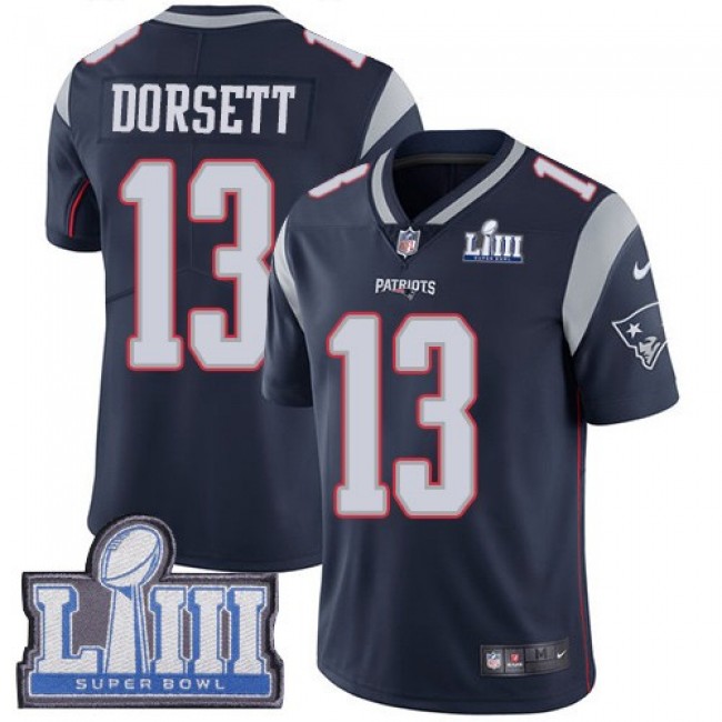 Nike Patriots #13 Phillip Dorsett Navy Blue Team Color Super Bowl LIII Bound Men's Stitched NFL Vapor Untouchable Limited Jersey