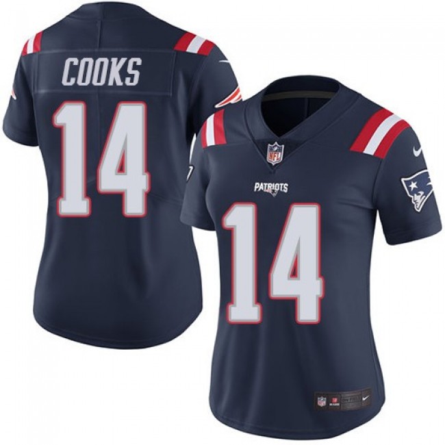 Women's Patriots #14 Brandin Cooks Navy Blue Stitched NFL Limited Rush Jersey