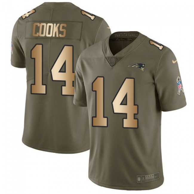 New England Patriots #14 Brandin Cooks Olive-Gold Youth Stitched NFL Limited 2017 Salute to Service Jersey